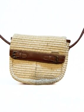 Liz Claiborne Woven Straw Crossbody Bag Boho Summer